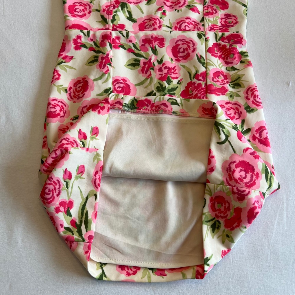 Zara Pink Cream Floral Rose Feminine Coquette Y2K‎ Cottage Mini Dress Size M/L - Picture 7 of 9